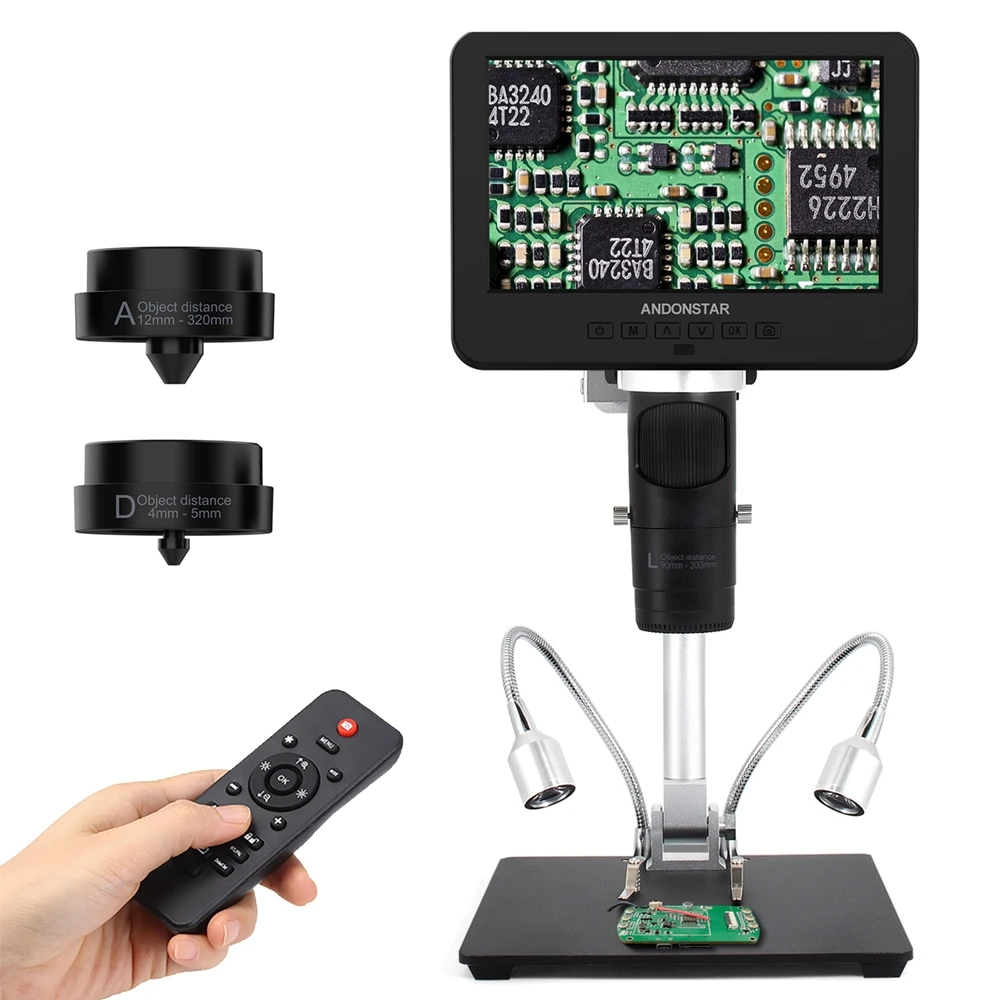 Andonstar AD249S-M 10.1 'Ips Lcd Uhd 2160P Hdmi Digitale Microscoop 2000x Met 3 Lens Voor Pcb Telefoon Reparatie Solderen Microscopio