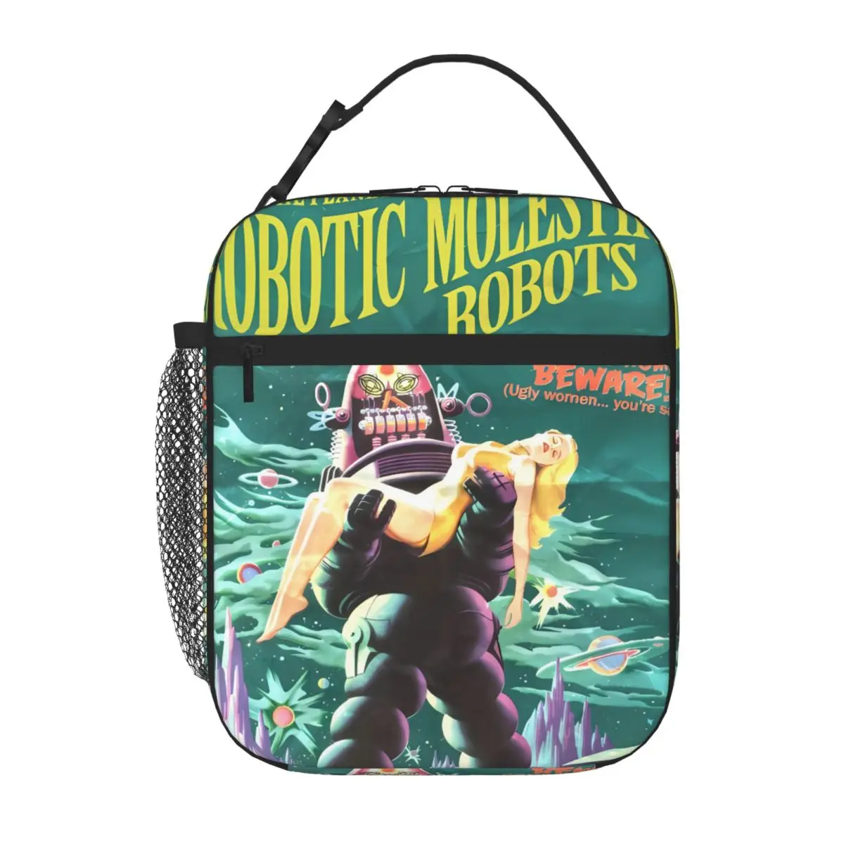 Bestselling Planet Of Robotic Molesting Robots Casual Neoprene Lunch Bag Student Daily Lunch Handbag