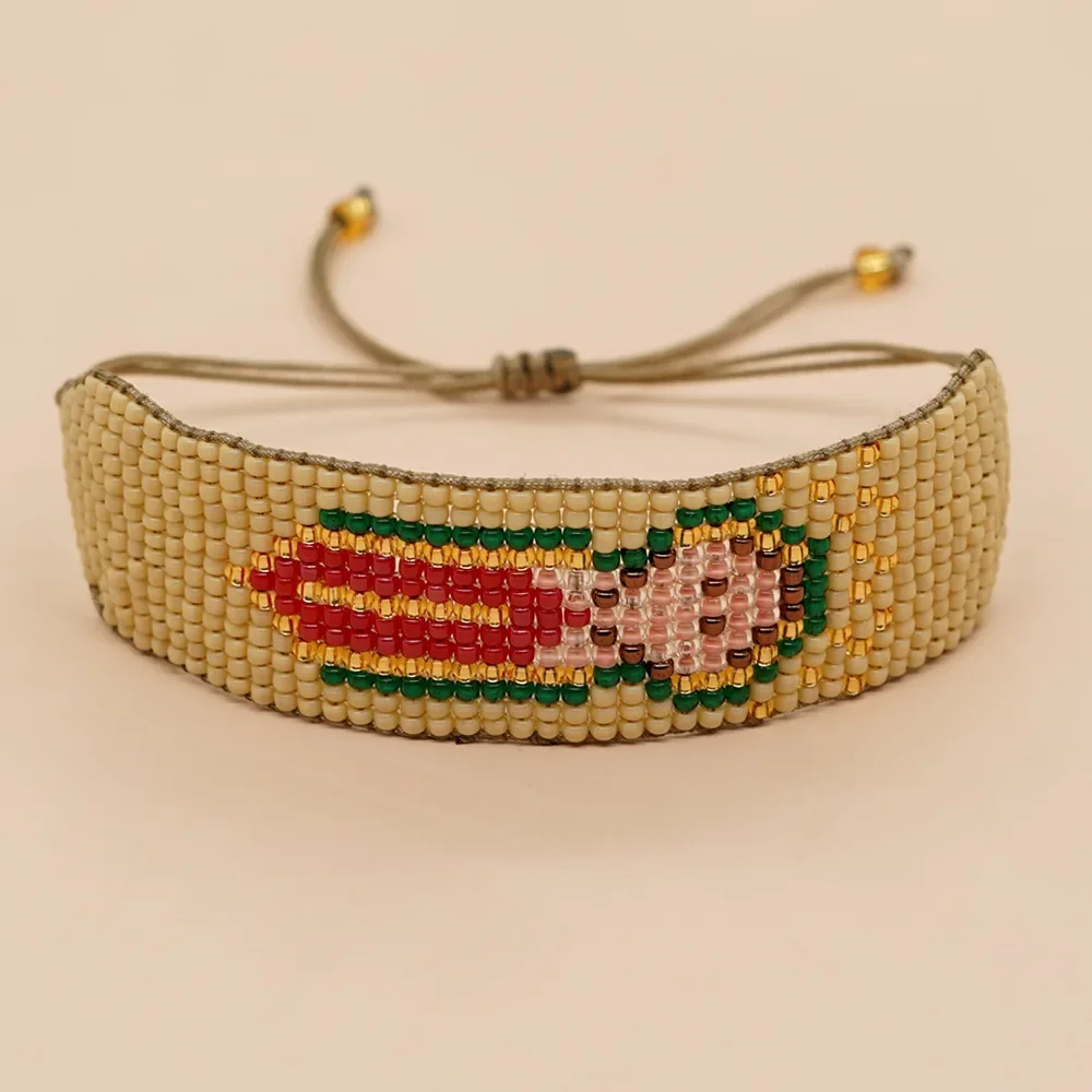 Rice bead bracelet Vintage Minimalist personalized Cartoon figure  Waves Hand knitting Adjustable Bohemian Beaded bracelet