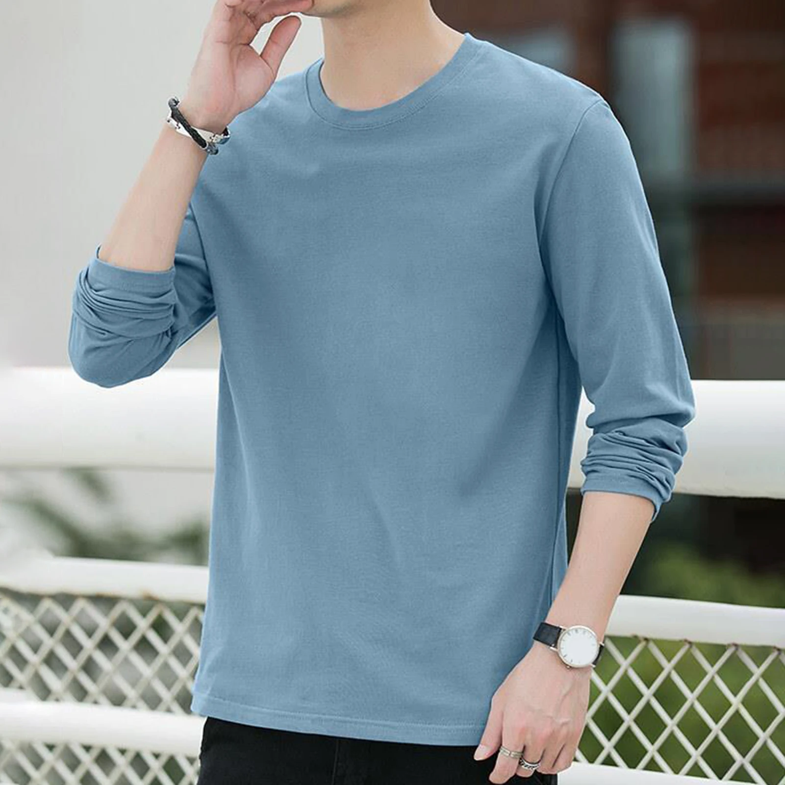 

Fashion Solid Long sleeve T-shirt Men’s Autumn Korean Fashion Clothes Men Tops Men Woman Brand Tees Cotton Big Size 3XL