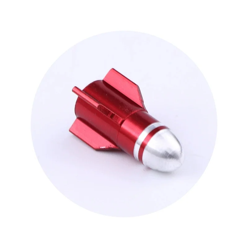 4pcs Valve Cap Tire Rocket Head Series 1 Round Head Patterned Rocket Head Valve Cap 3