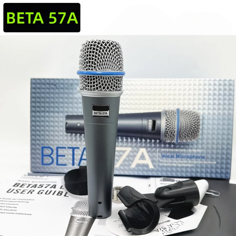 Micrófono Dinámico Supercardioide Profesional BETA57A de Alta Calidad con Cable para Voz, Karaoke, Canto en Vivo y Actuaciones en Escenario