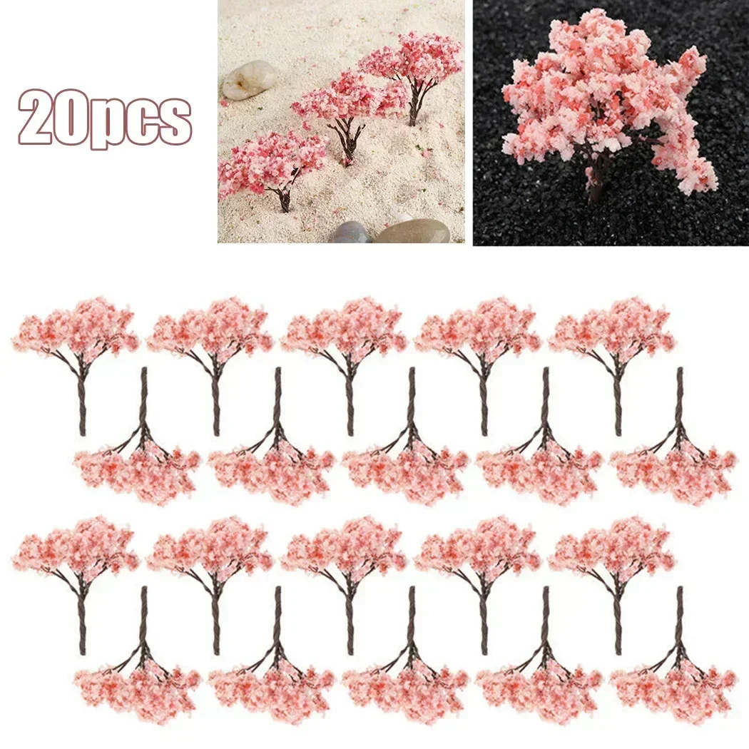 

20pcs Cherry Trees Model For Scale Railway Layout 6.5cm Miniature Sandtable Model Scenery DIY For Scene Decoration