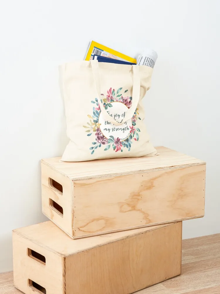 فرح الرب الكتاب المقدس الآية الأزهار المائية حمل حقيبة حمل حقيبة الجامعة حمل الحقائب أكياس القماش #4