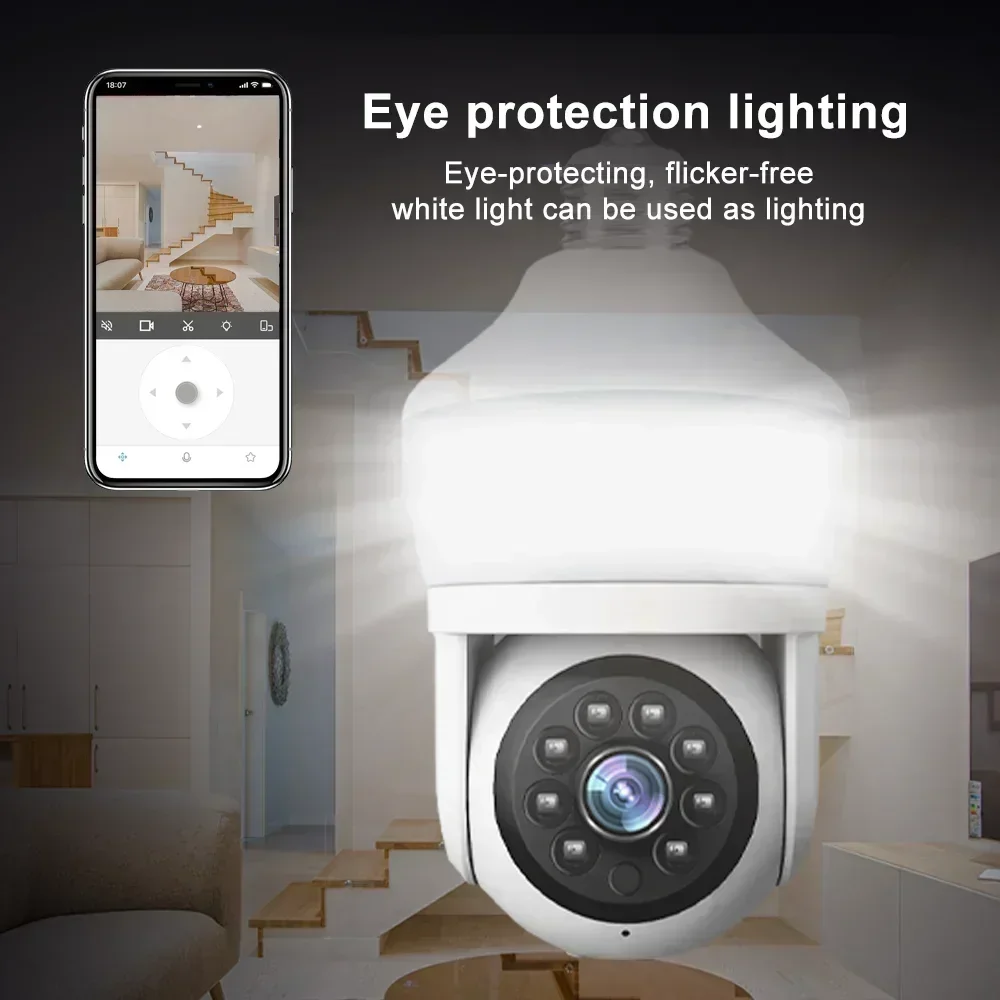 3MP HD WiFi Bulb Camera (LED) - Home Monitoring with Night Vision, Automatic Body Tracking, and Smart Home Security Features