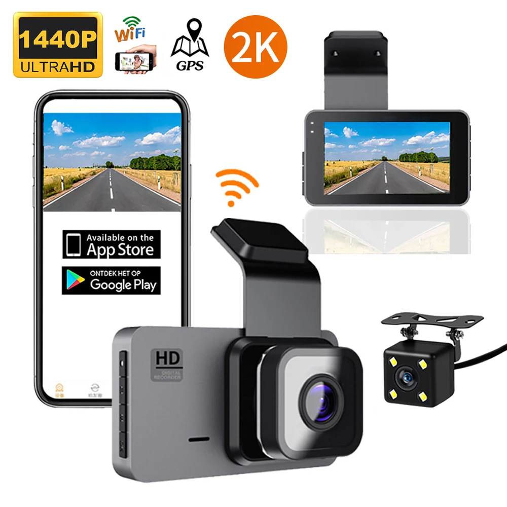 

2K 1440P Car DVR WiFi GPS Dash Cam Drive Video Recorder Vehicle Camera Night Vision Dashcam Registrar Black Box Car Accessories