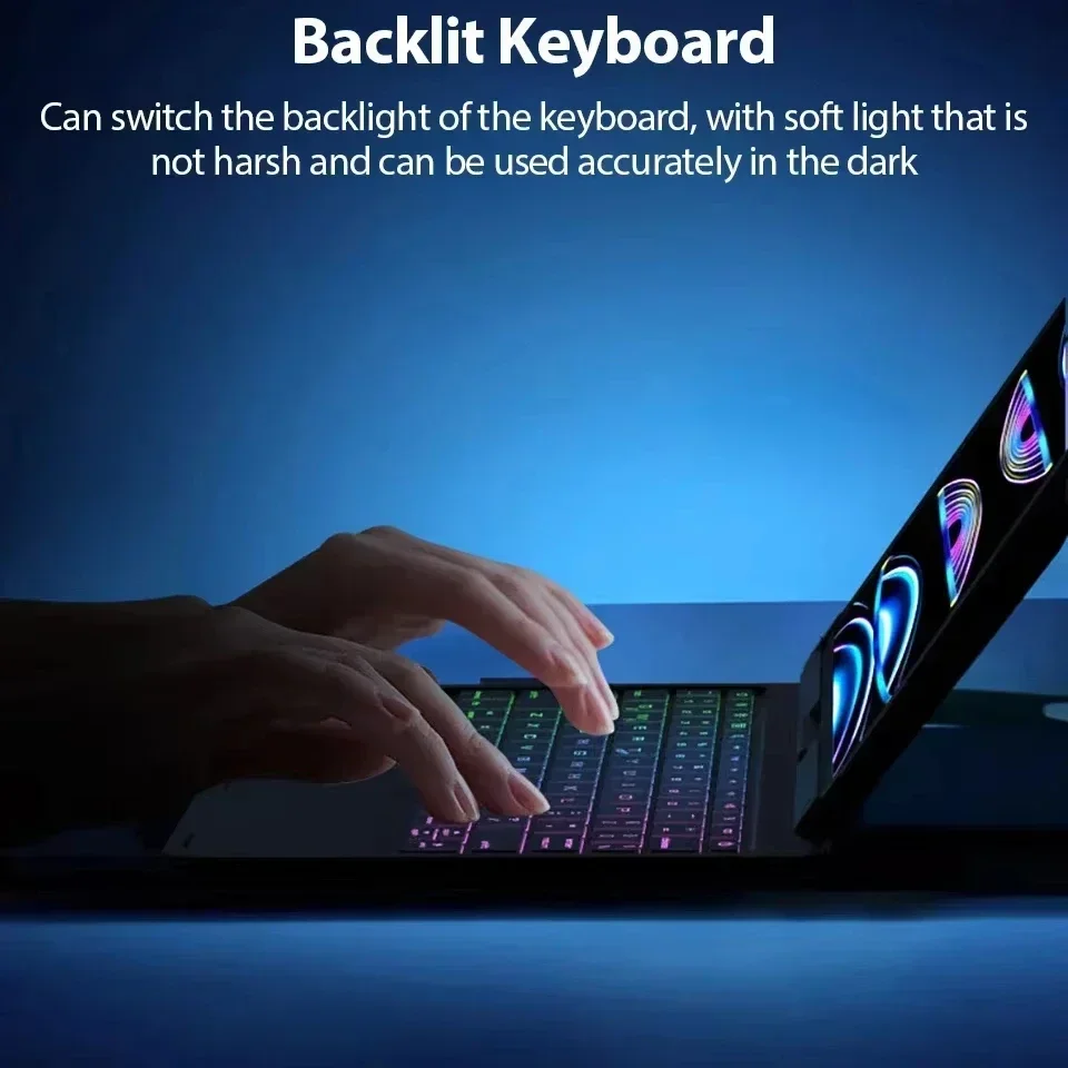 360 Swivel Backlit Keyboard Case for IPad 11th (A16) 10th & Air 11 (M3/M2) Air 5th/4th, Multi Trackpad for IPad Pro11 &13 &12.9
