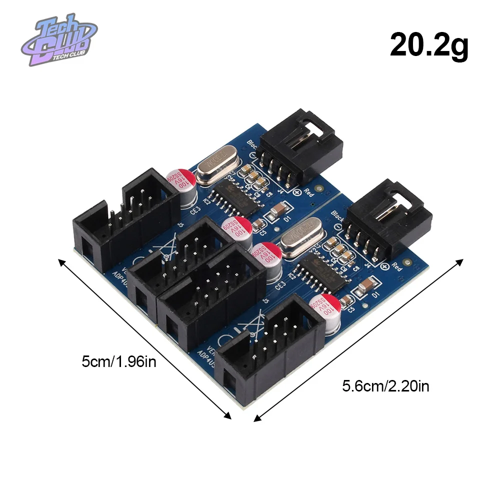 9Pin USB Splitter Board USB Header Splitter 1 to 2 Extension Cable Adapter 9Pin 1 to 2/4 USB HUB Connector Power Supply