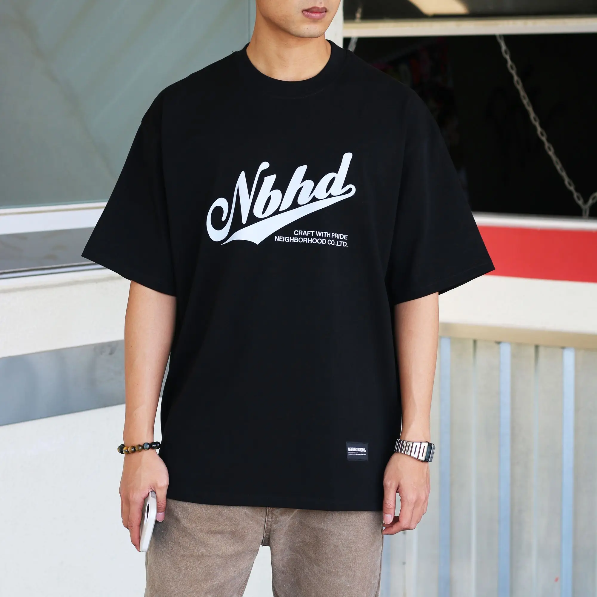 NEIGHBORHOOD NBHD Heavy‑Weight Printed Short‑Sleeve T‑Shirt Loose Casual Unisex Couple Matching Daily Tops