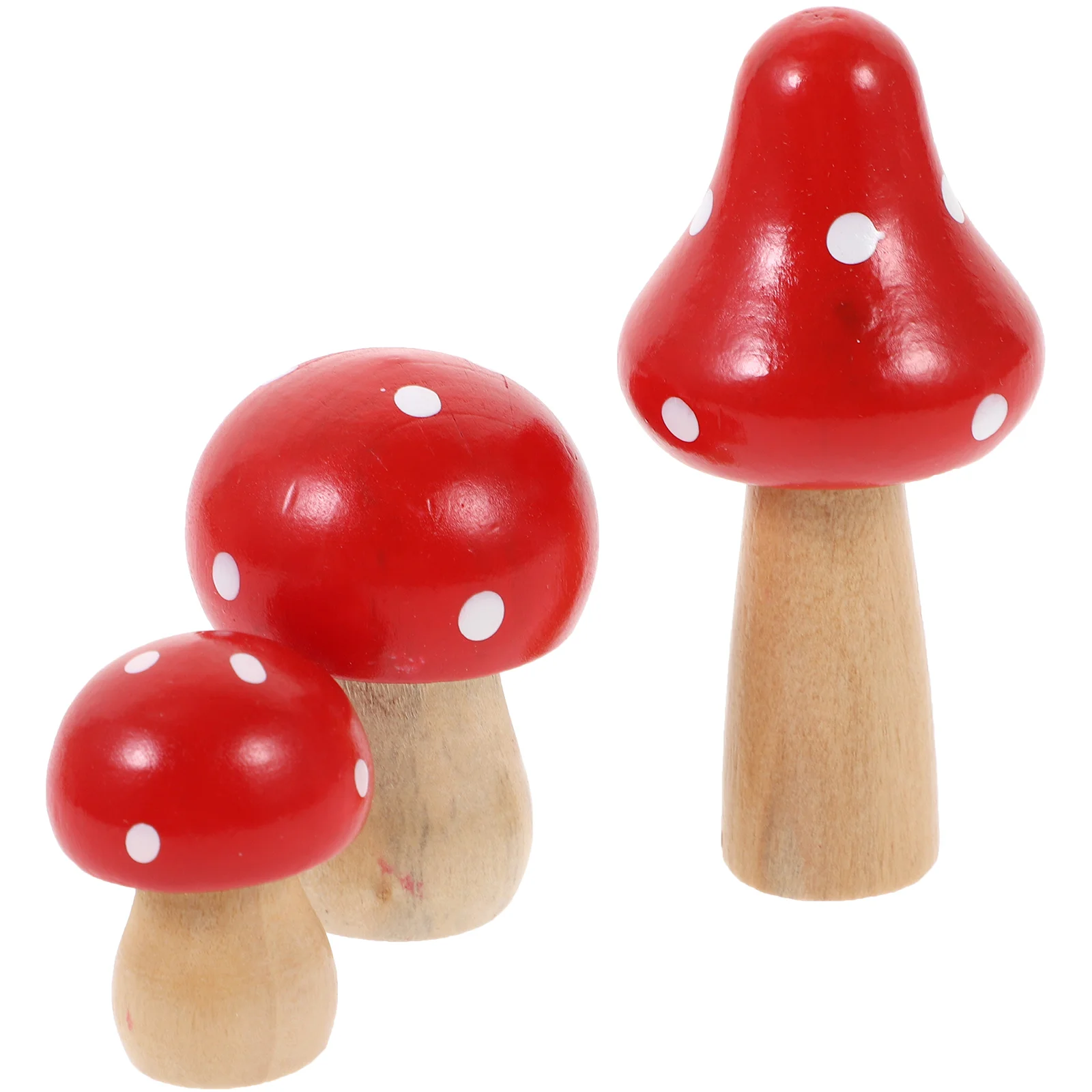 3 Pcs Color Mushroom Ornament Sculpture Simulated Desktop Home Decor Mini Wooden Garden Supplies