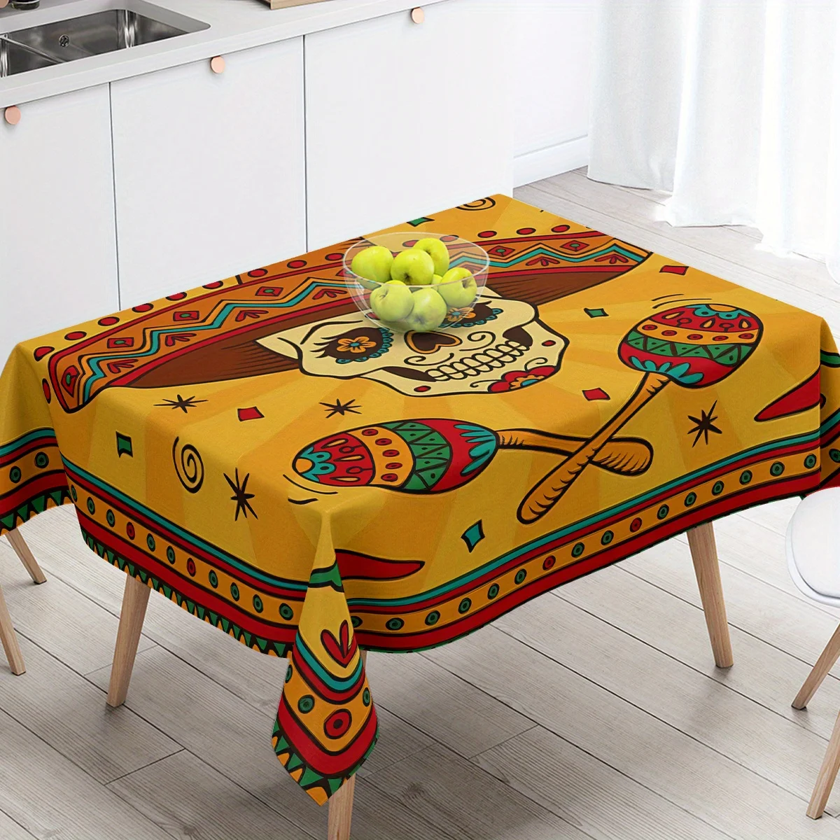 Mexican Skull Sombrero Day of The Dead Tablecloths for Table Decoration Mexico Dia De Los Muertos Table Cloth Fiesta Party Decor