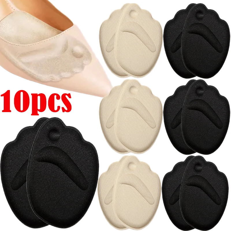 Adesivos antiderrapantes para sandálias, antepé para mulheres, salto alto, palmilhas de inserção para alívio da dor, almofada do dedo do pé, almofada dos sapatos, 10pcs