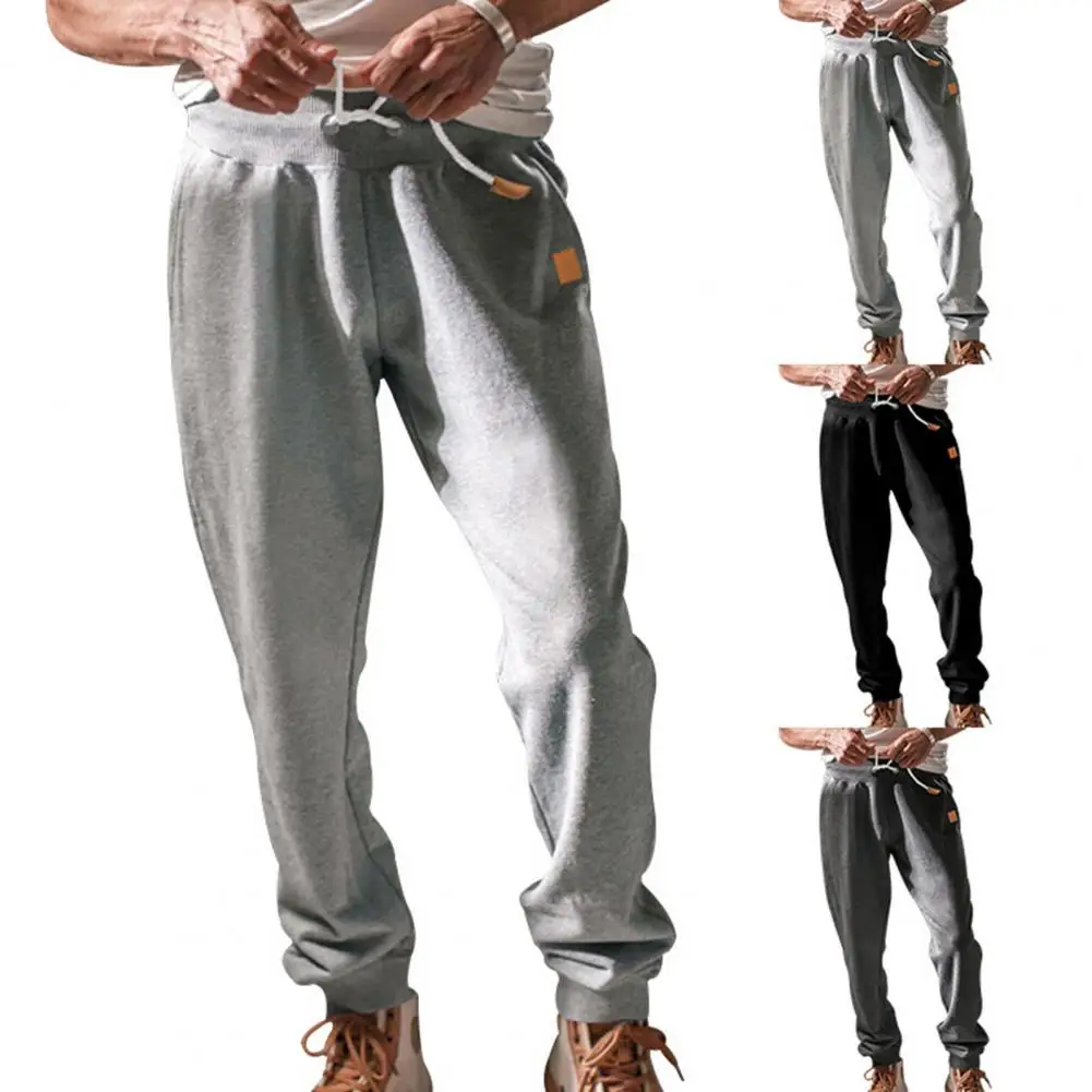 Calça de moletom cinza solta masculina, calça casual para fitness, roupa esportiva de corrida com bolsos, calça jogger, outono e inverno 2023