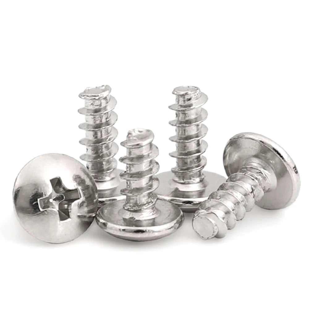 Cross Truss Head Flat Tail Tapping Screw 304 Stainless Steel M1.7 M2 M2.3 M2.6 M3 M3.5 M4  M5 M6 Phillips Flat Round Head Screw