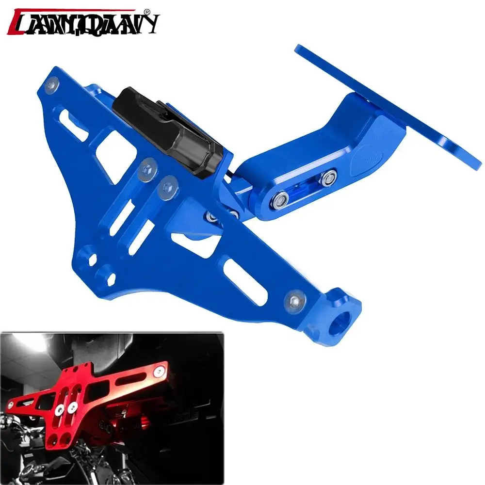 Universal Motorcycle License Plate Bracket With Light For Plate FOR HONDA CB650R CB500F CBF 600 CBR 650F HORNET 900 AFRICA TWIN