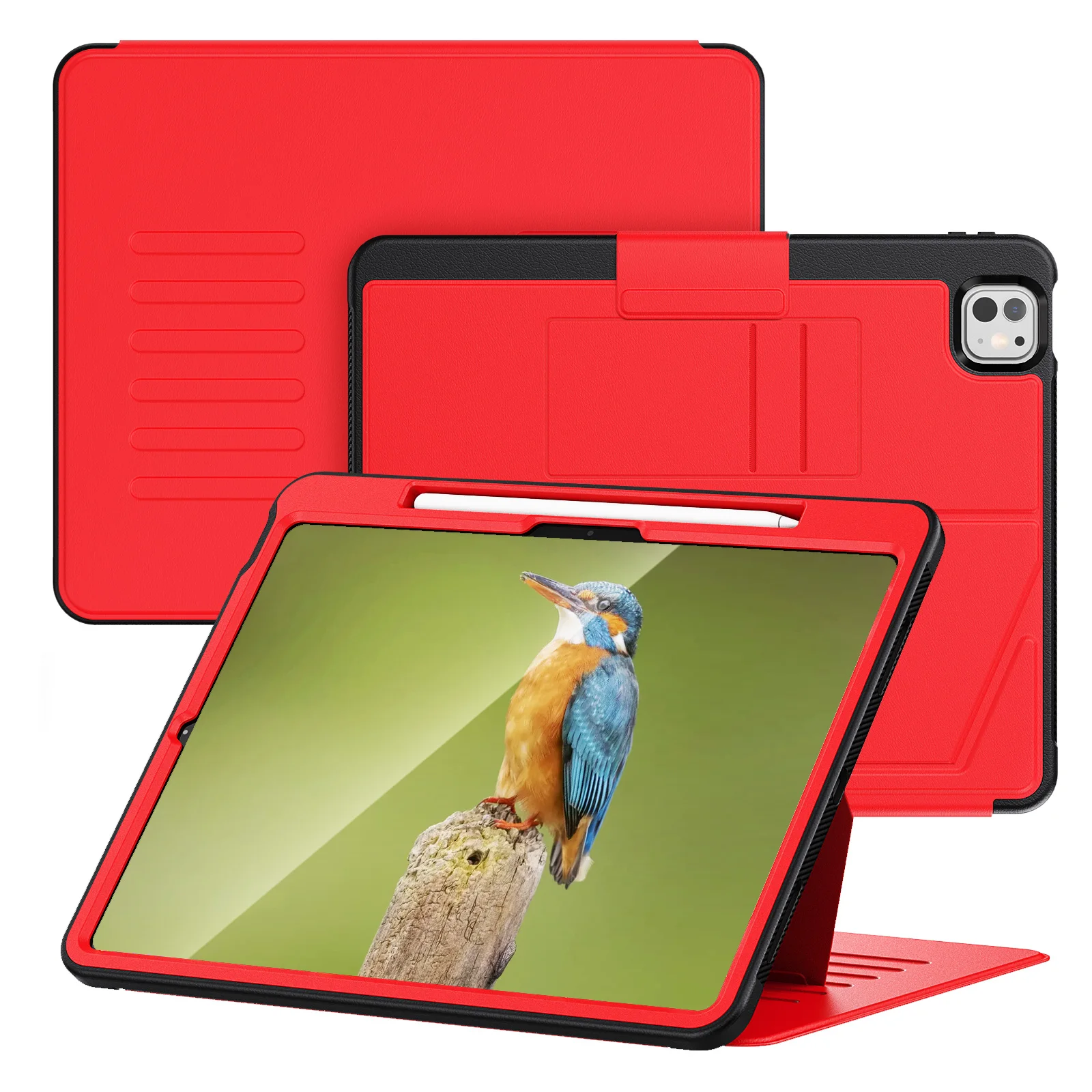 

Red Premium Business Tablet Protective Case for iPad Pro 13 2024 Pro 11 2024 Air7 th2025 10.9 10.2 9.7 Mini 6 7 th8.3 Pen holder