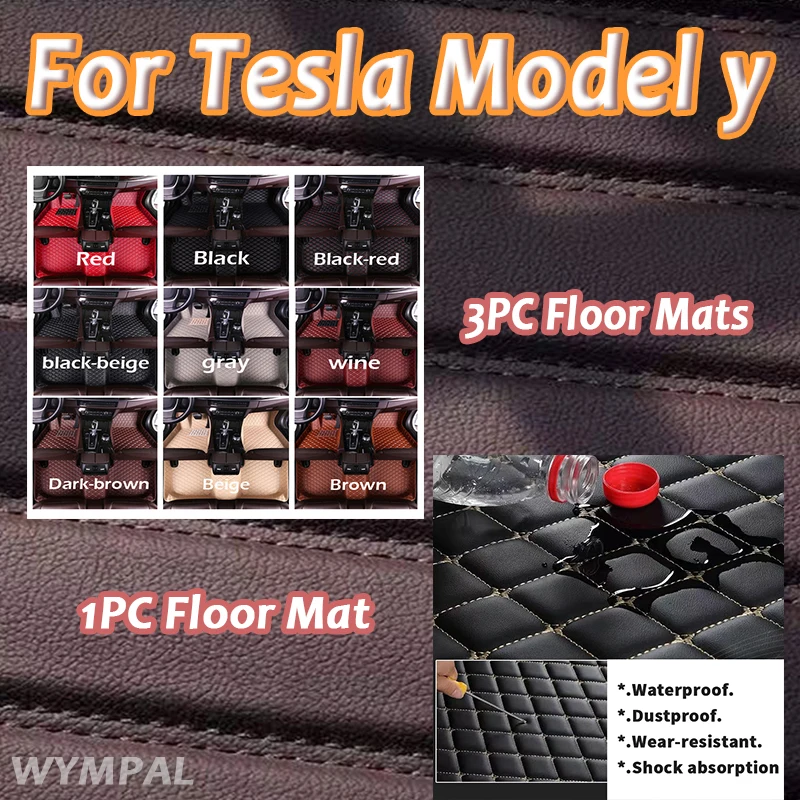 

Luxury Car Floor Mat For Tesla Model y 2022 2023 Protect Your Vehicle's Interior Accessory Customized Artificial Leather