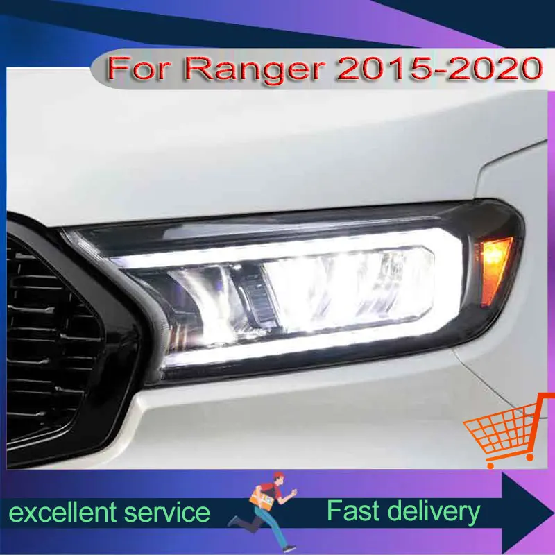 Automobile Headlights For Ford Ranger 2015-2020 Front Lamps Car Accessories Modification LED DRL Streaming Turn Signal Lights