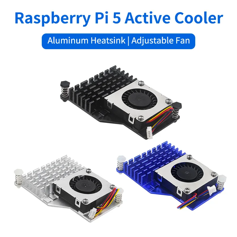 Raspberry Pi 5 Active Cooler  Aluminum Heatsink PWM Cooling Fan Speed Adjustable Black Silver Blue Radiator for Raspberry Pi 5