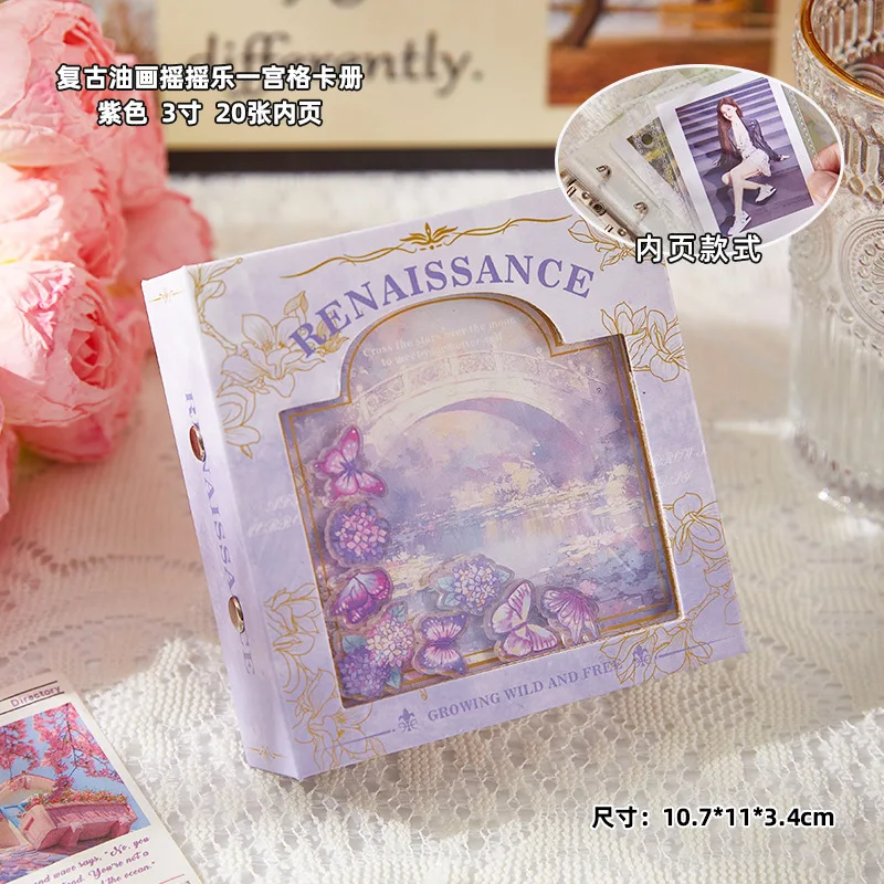 Picture 7: 2Pcs 1-Pocket Vintage Oil Painting Loose Leaf Photocard Binder for 3 Inch Polaroid Picture Card Storage Album