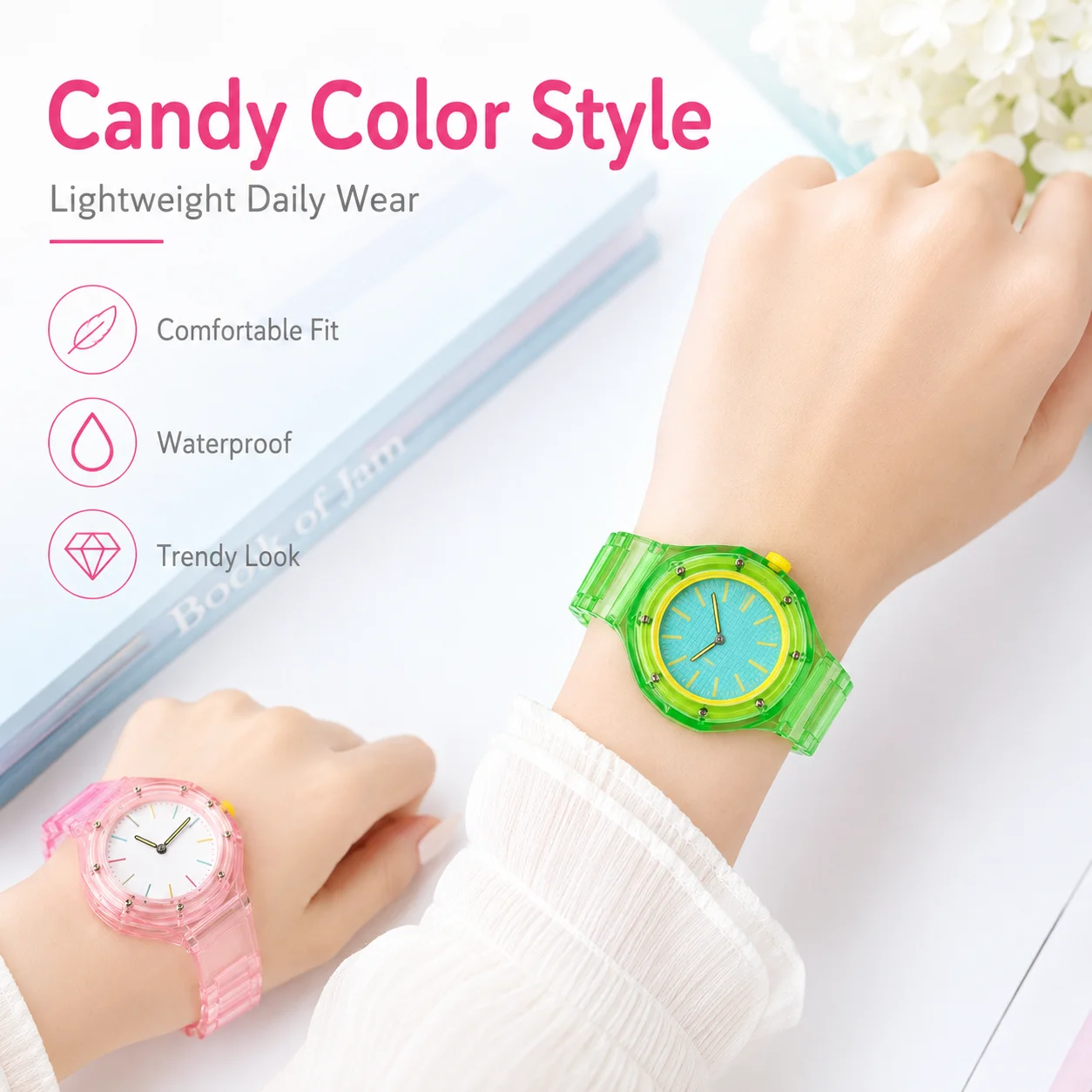 Jelly TPU Watch Strap for Swatch X AP Royal Pop, Shockproof Silicone Bracelet One-Piece Waterproof Band