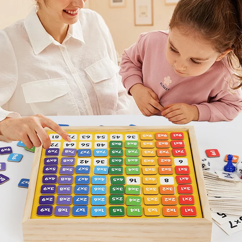 Houten Montessori 2-in-1 magnetisch bord van vermenigvuldiging voor kinderen Cognitief wiskundespel Vroeg educatief speelgoed Leermiddelen Geschenken