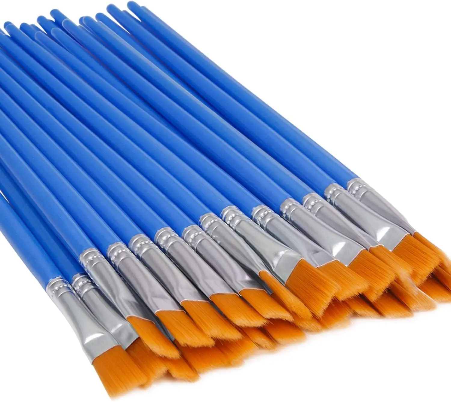 30 Pcs Flat Paint Brushes, Small Bulk Brush Set for Detail Painting with Short Handle for Kids and Beginners