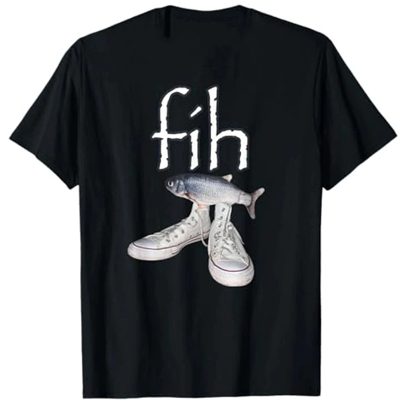 

Summer men's fih fish shoes homophonic printed T-shirt, fashionable and novel, 100% pure cotton clothing top