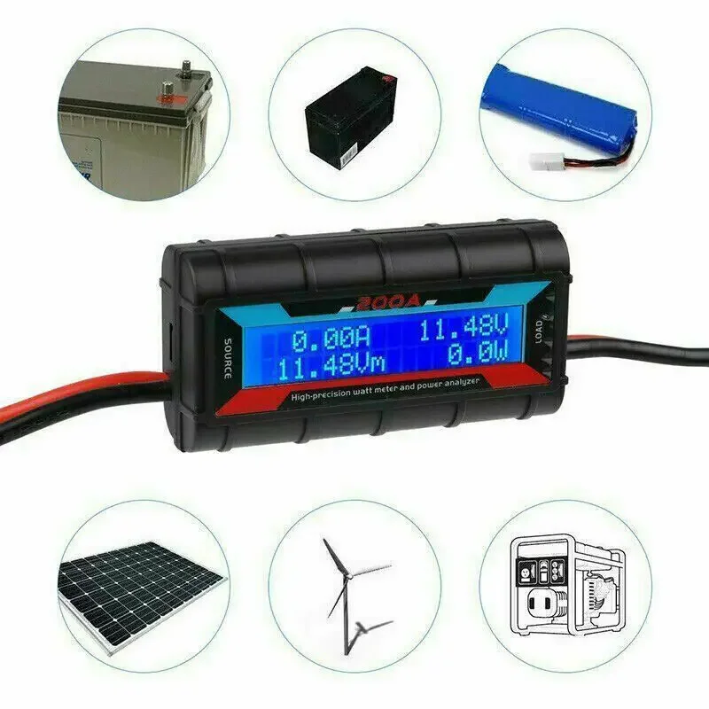 RC Battery Solar Power Analyser - LCD Digital High-precision 200A Amp Watt Meter - Multi-Use Power Tool