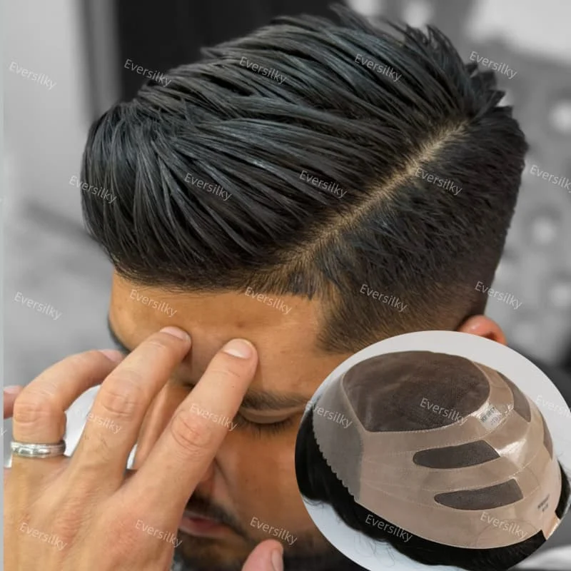 

Men Toupee Natural European Human Hair Male Wig Undetectable fine mono bond &pu men toupee Capillary Prosthesis Natural Hairline