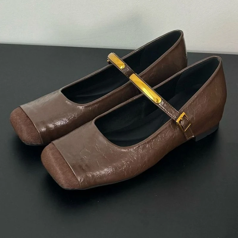 

Модные леопардовые туфли Мэри Джейн на плоской подошве, женские модельные туфли с квадратным носком, женская обувь, элегантная женская обувь с мелкой металлической пряжкой