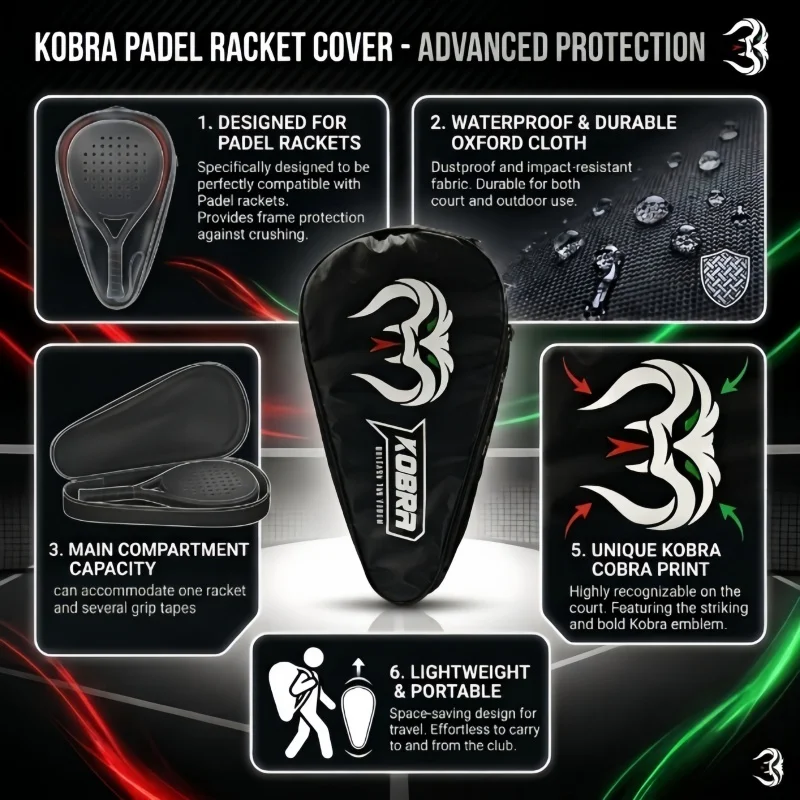 KOBRA Padel-Schlägerhülle aus Oxford-Gewebe, Einzel-Padel-Tasche, Wasserdicht, Tragbares Padel-Zubehör für Training und Outdoor-Sport – Detail 8