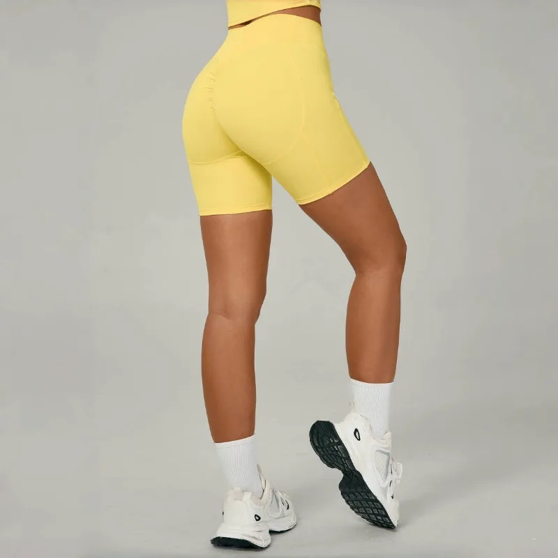 

Women's New Yoga Shorts with Tight Fit High Waist Peach Hips Breathable Quick Drying Outdoor Sports Running and Fitness Shorts