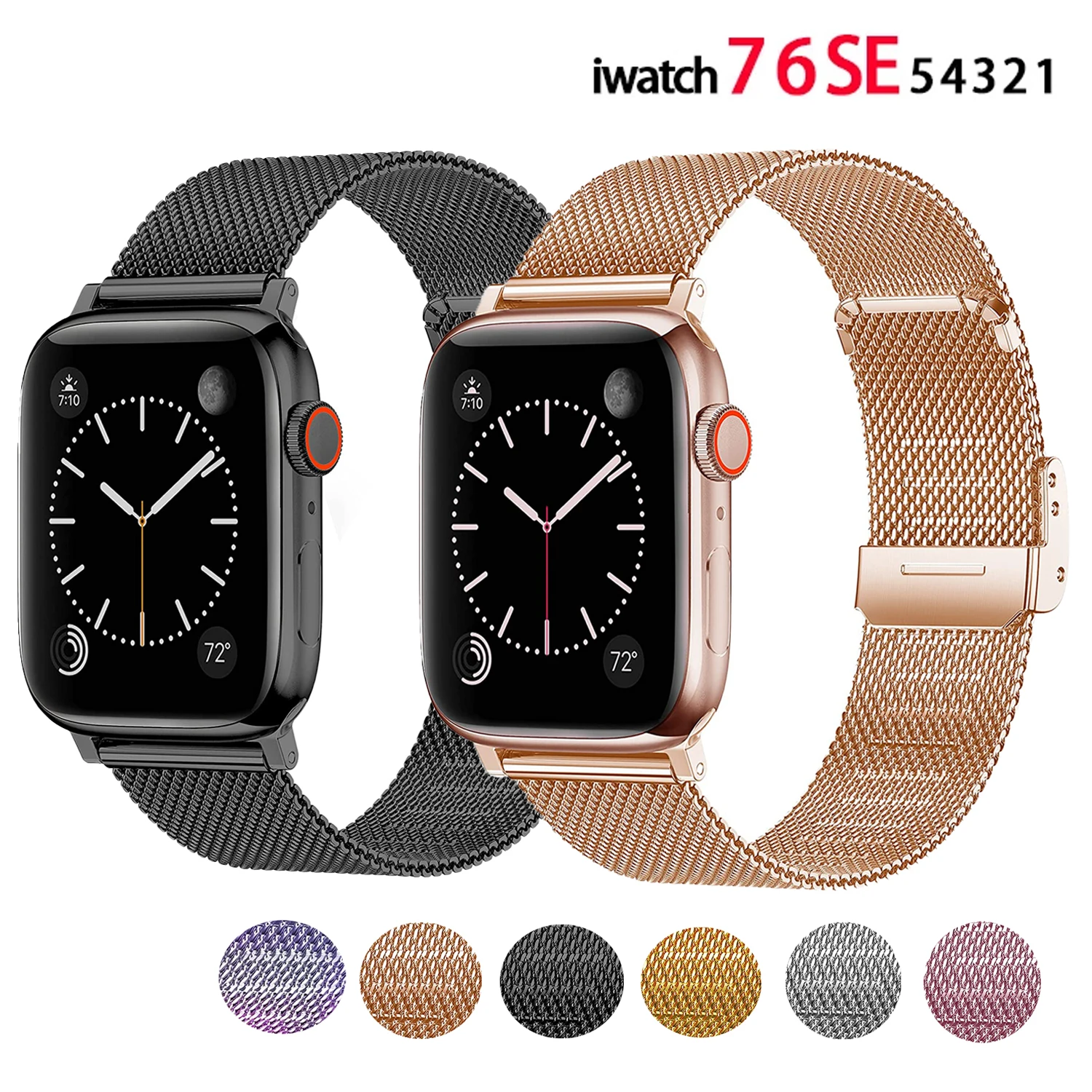 Milanese Watchband for Apple Watch 45mm 42mm 44mm 40mm Stainless Steel Women Men Bracelet Band Strap for iWatch 7 3 4 5 6 SE