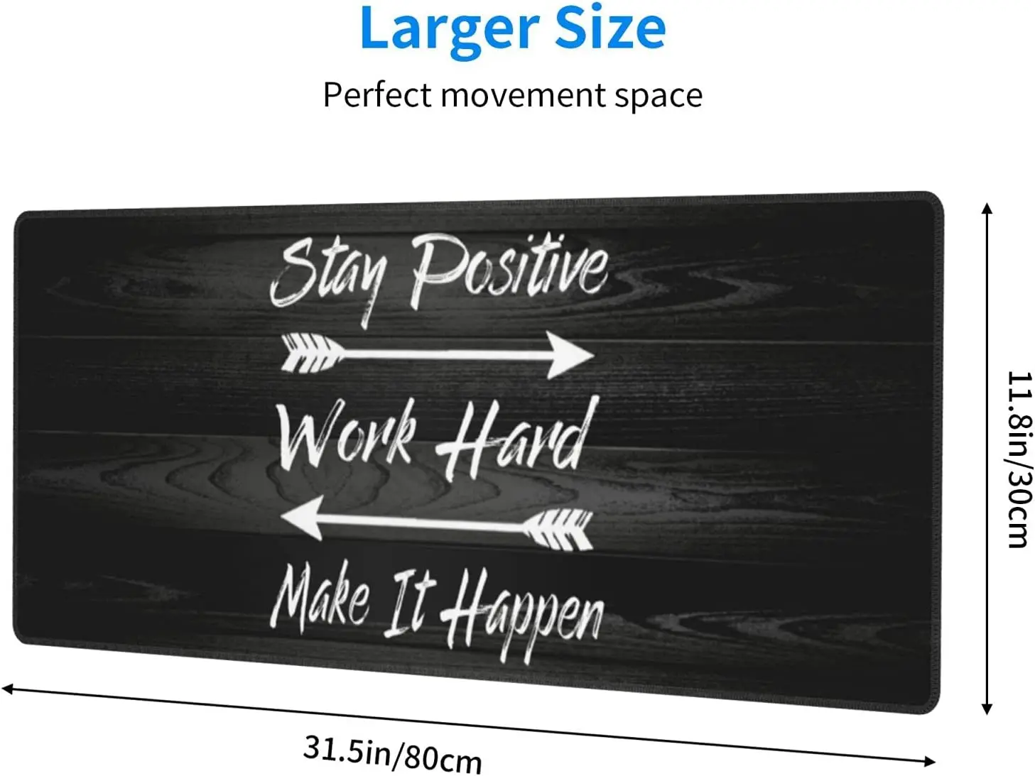 Stay Positive XL with Stitched Edges Extended Waterproof Desk Pads Non-Slip Rubber Base Large Keyboard Mat Computer 31.5×11.8 In