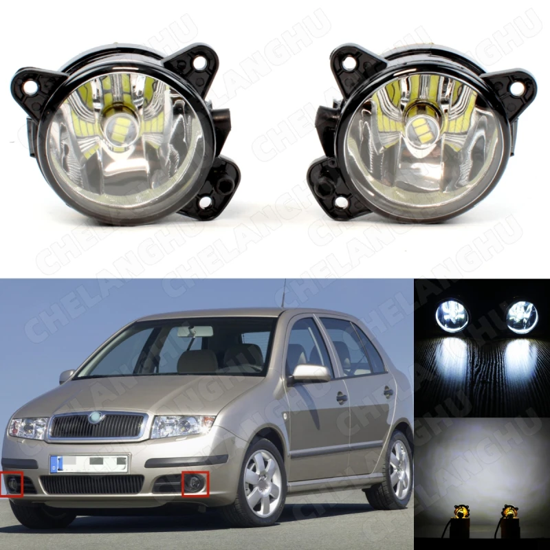 1Pair LED Fog Lamps For Skoda Fabia MK1 Facelift 2005 2006 2007 2008 Car-Styling Front Bumper Fog Light 7H0941699B 7H0941700B