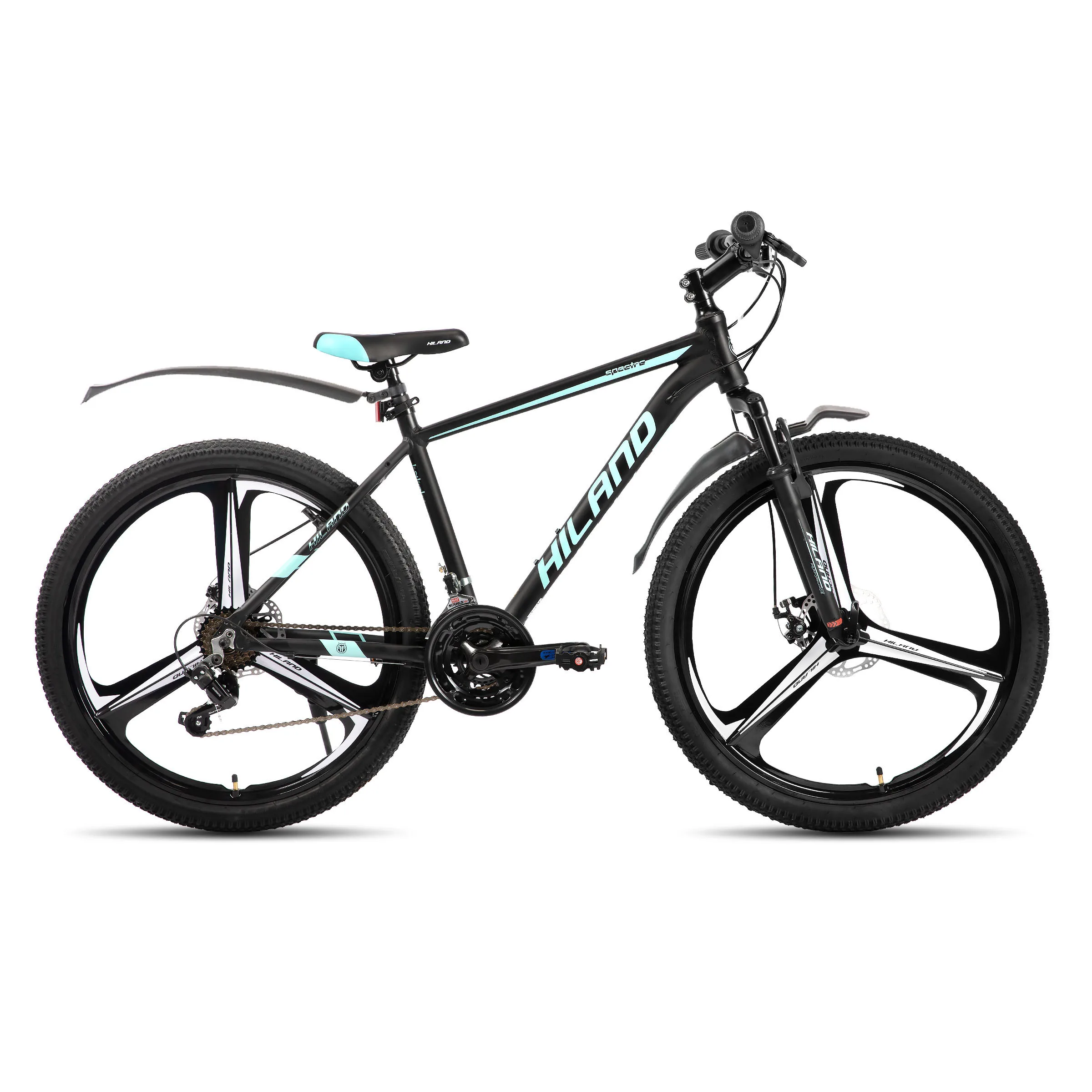 HILAND mountainbike, 3 spaken, 18 versnellingen aandrijflijn, aluminium frame 26 inch wielen, schijfremfiets voor heren dames heren MTB