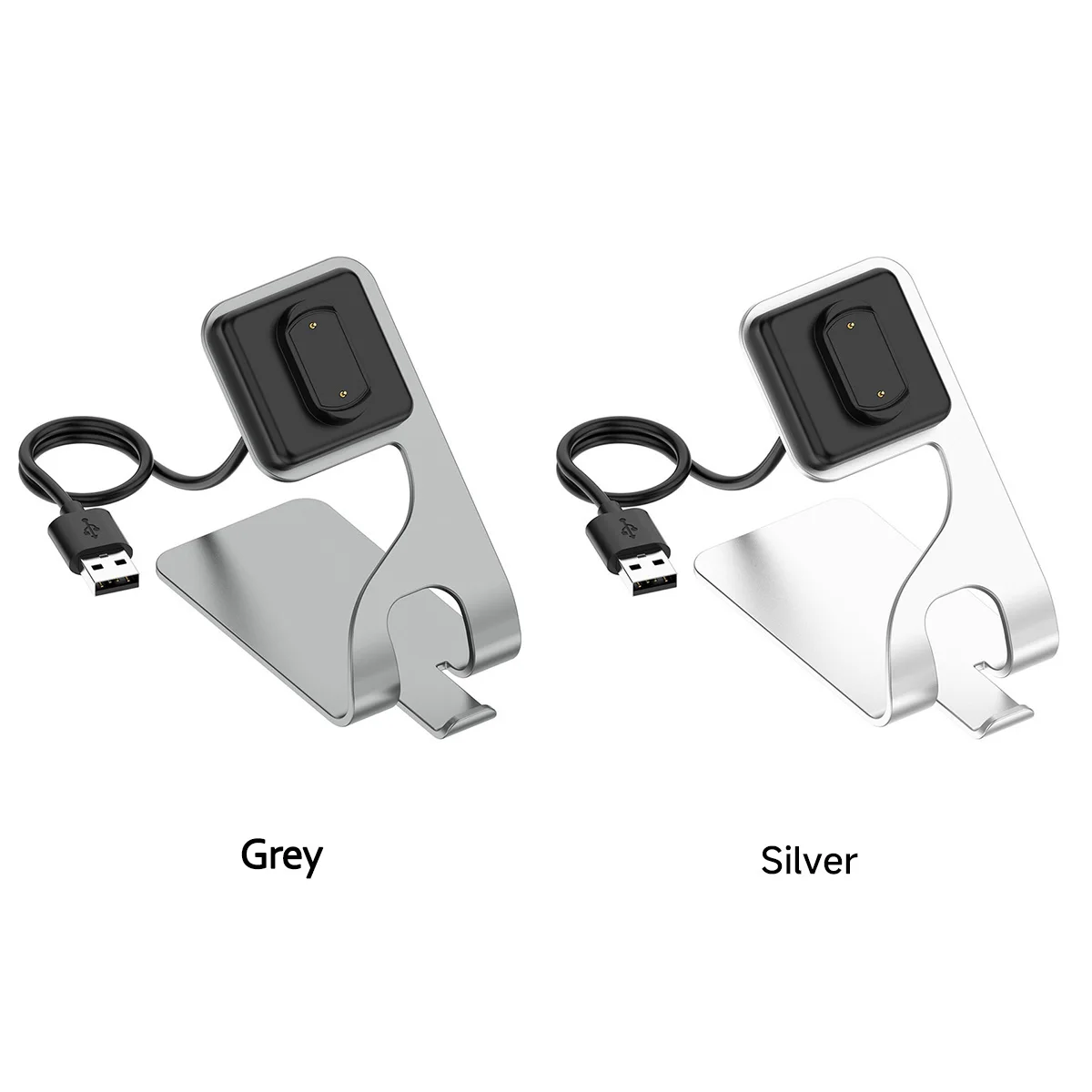 Metal Charger Stand for Amazfit GTR4/ GTR 4 Pro/GTS4/T-Rex 2/ GTS 3/GTR 3/GTR 3 Pro/T-Rex Ultra/Cheetah Pro Charging Dock Silver