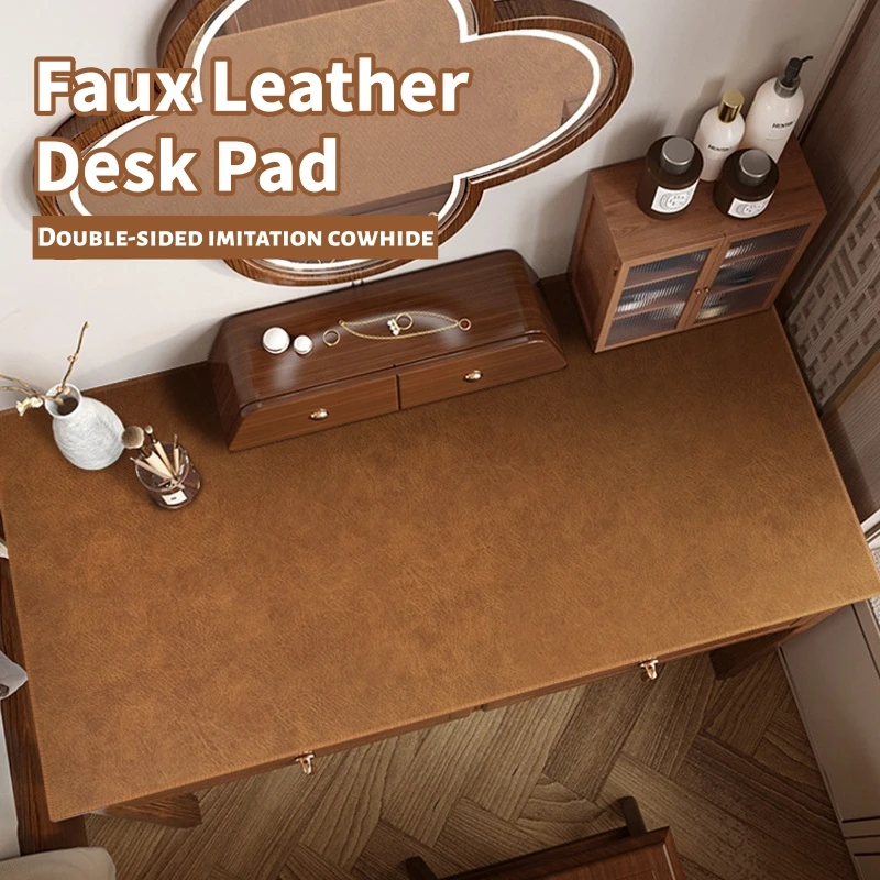 Double Sided Faux Leather Desk Mat Large Size Office Desk Pad Computer Desktop Protector Writing Pad Keyboard Mouse Mat for Home