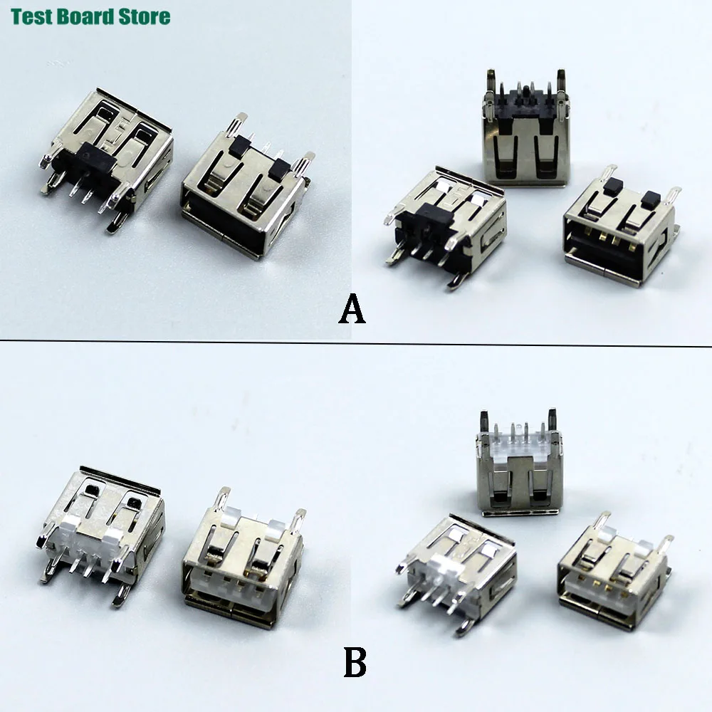 

10PCS NEW A Type Flat Angle 180 Degree Female USB PCB Connector Socket USB Jack Plug