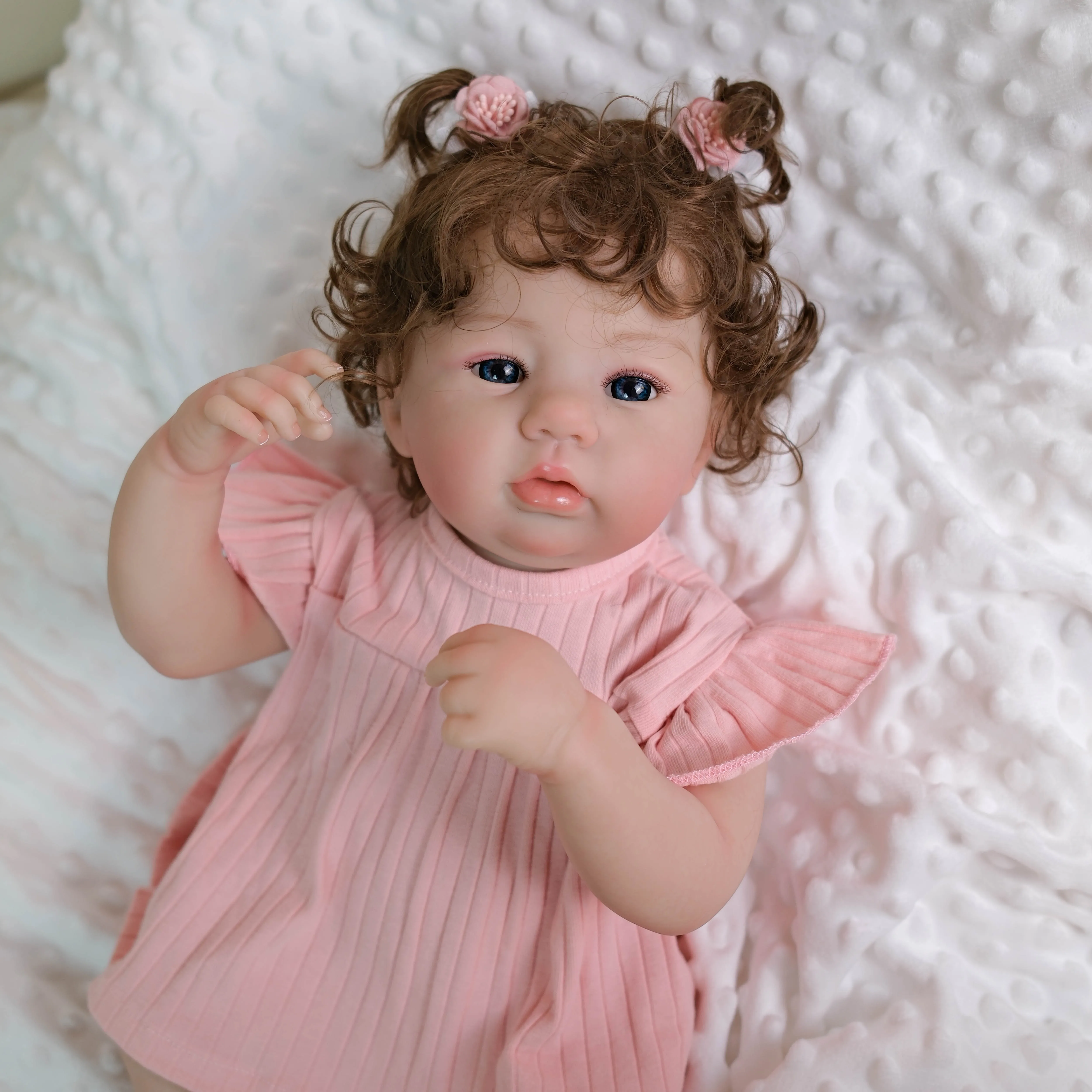 NPK-Muñeca Reborn de vinilo de silicona de 19 pulgadas, Abigail, bebé recién nacido, cuerpo completo, piel 3D, regalo coleccionable de alta calidad