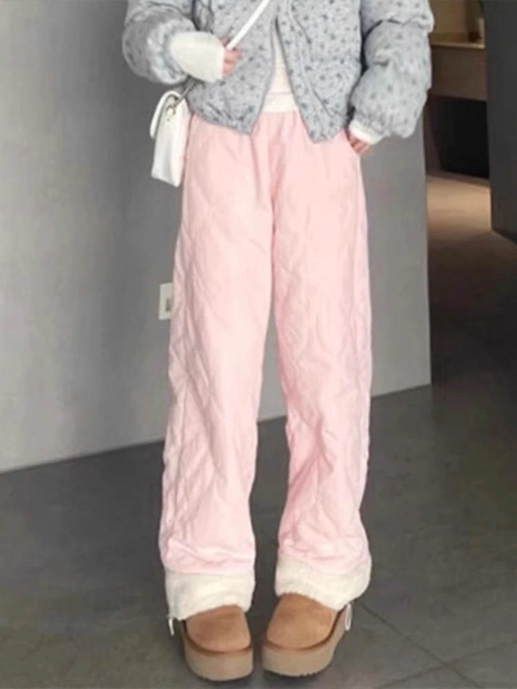 

Northeast Winter Thiened Fce Lined Ski Pants Straight Leg Wide Leg Thermal Protection Outdoor Cold Resistant Casual Trou...