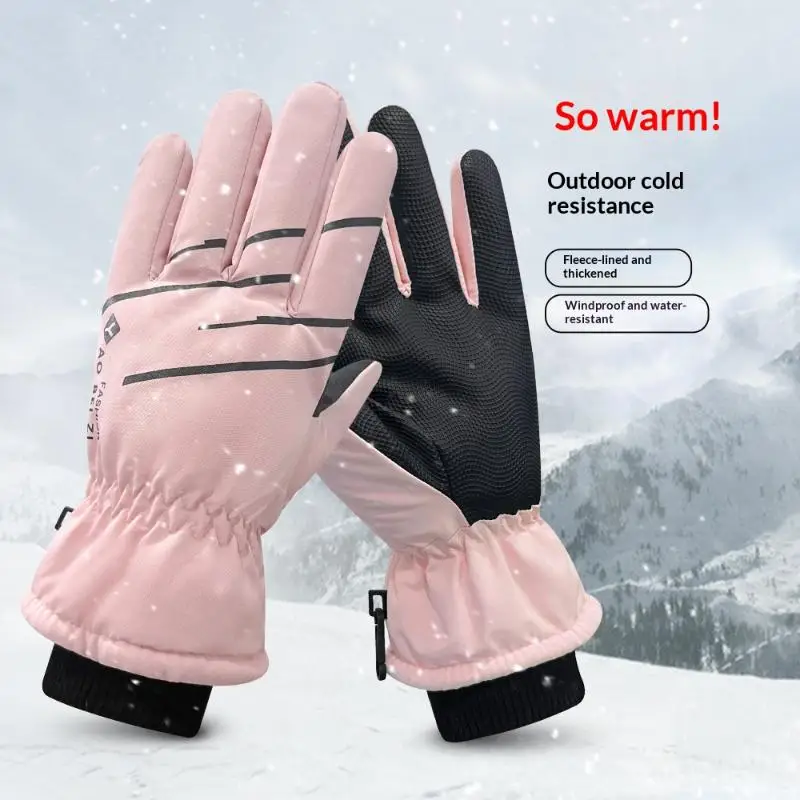 Winterwarme, dicke Skihandschuhe für Damen und Herren, Touchscreen-fähig, rutschfest, tragbar, mit Tasche, Outdoor-Zubehör für Radfahren und Skifahren. – Detail 6