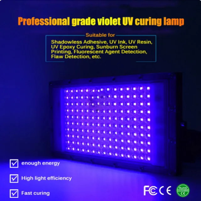 220V 50W 100W 200W 300W 395NM 405nm 365nm LED Lampa ultrafioletowa UV Drukowanie natryskowe Malowanie Żywica Atrament UV Lampa utwardzająca klej