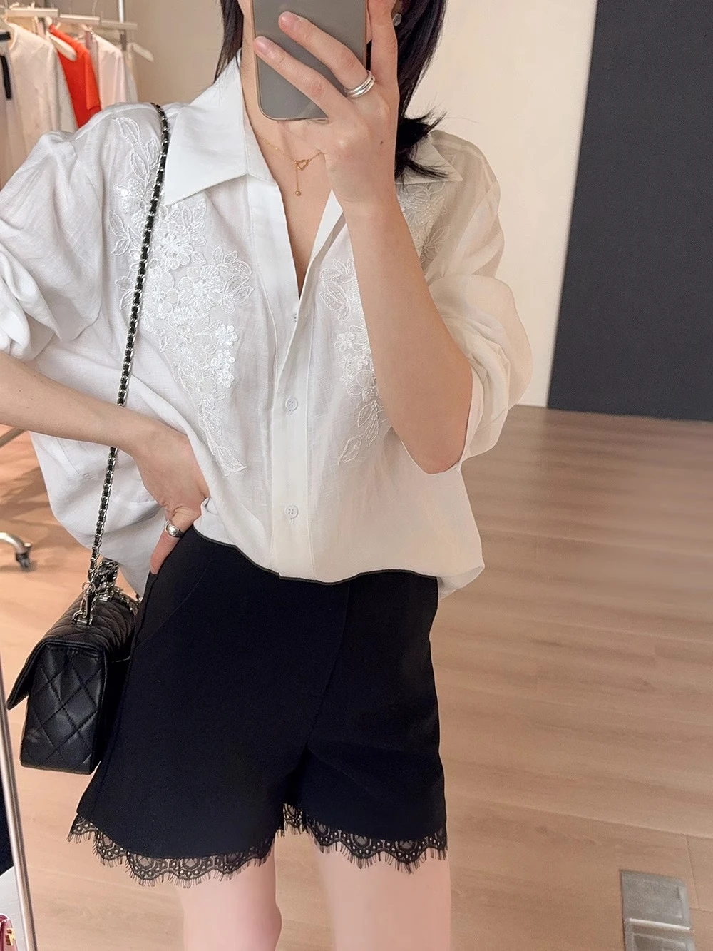 SALIENCY белые льняные блузки с бисером и блестками, рубашки, женские весенне-летние трендовые свободные повседневные топы с длинными рукавами 202, Blusas