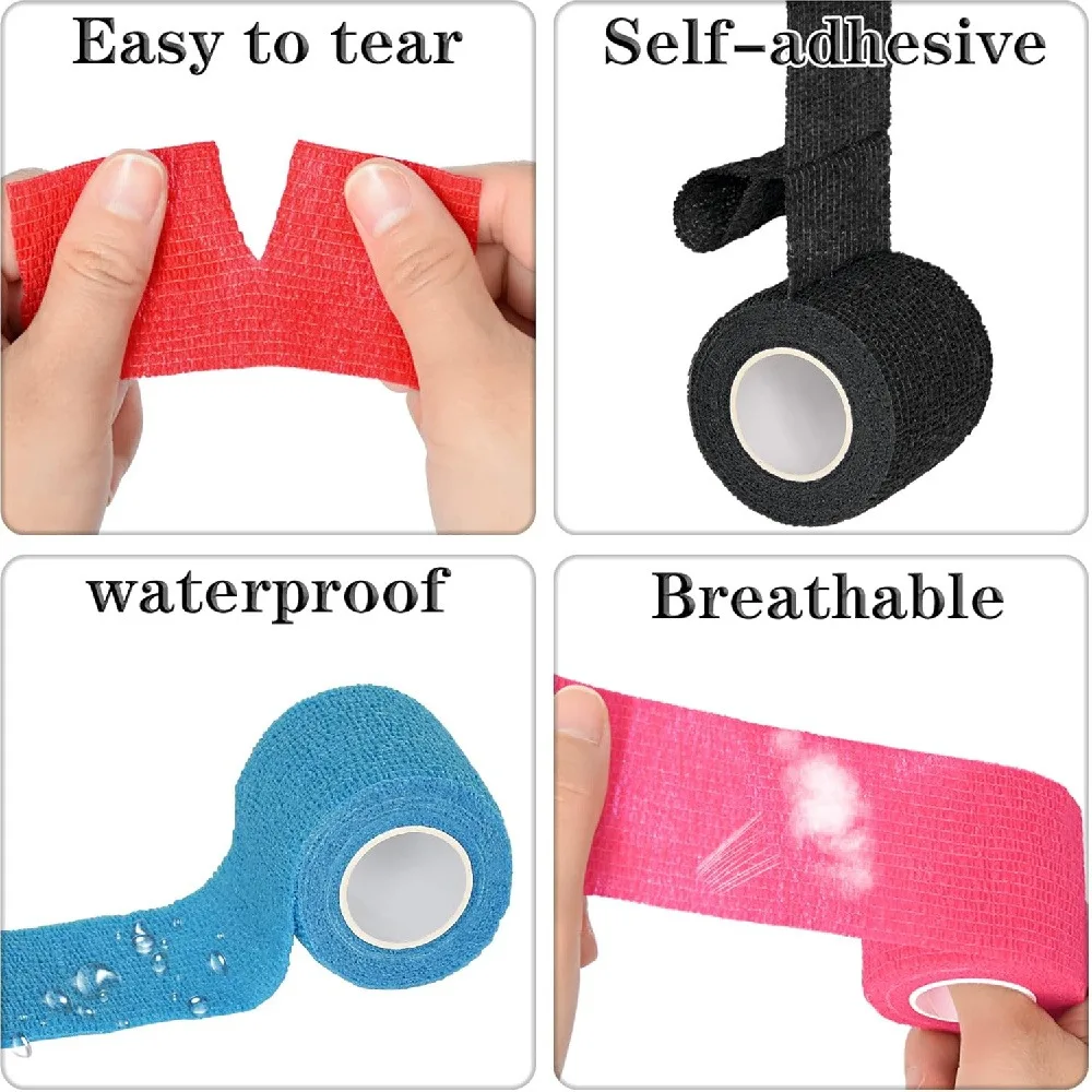 1 Roll Pink Self Adhesive Cohesive Bandage Wrap, 5cm X 4.5m Breathable Elastic Non-Woven Tape, Athletic Sports Support Tape, First Aid Wrap & Pet Self-Adherent Bandage