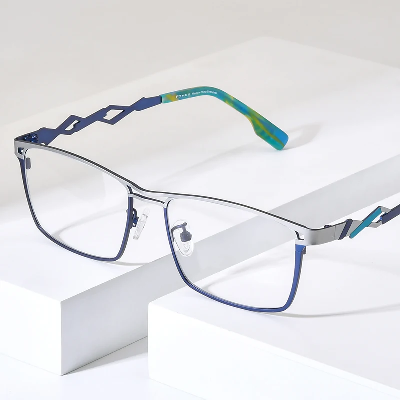 FONEX Dopamine Pure Titanium Glasses Frame Men New Brand Design Vintage Square Eyeglasses Women Retro Japanese Eyewear 85921