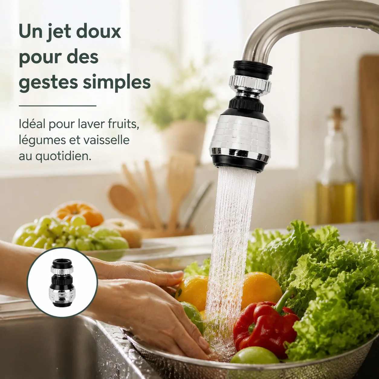 2 unidades de aireador giratorio de 360 grados para grifo, filtro de agua, punta ajustable de plástico que ahorra agua, con adaptador para fregadero de cocina y lavabo de baño.