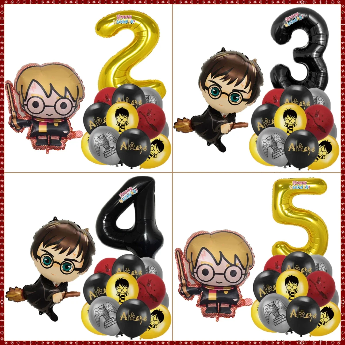 12-teiliges Set Folienballons Nummer 0-9 Zauberer-Cartoon Globos Magisches Harry-Potter-Thema Geburtstagsparty Aluminiumfolie Deko-Zubehör – Detail 1