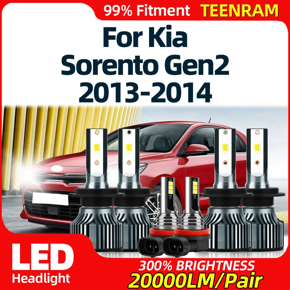 

60000LM Canbus LED Headlight 360W Turbo Car Lights 12V Auto Fog Lamps 6000K White Plug And Play For Kia Sorento Gen2 2013 2014